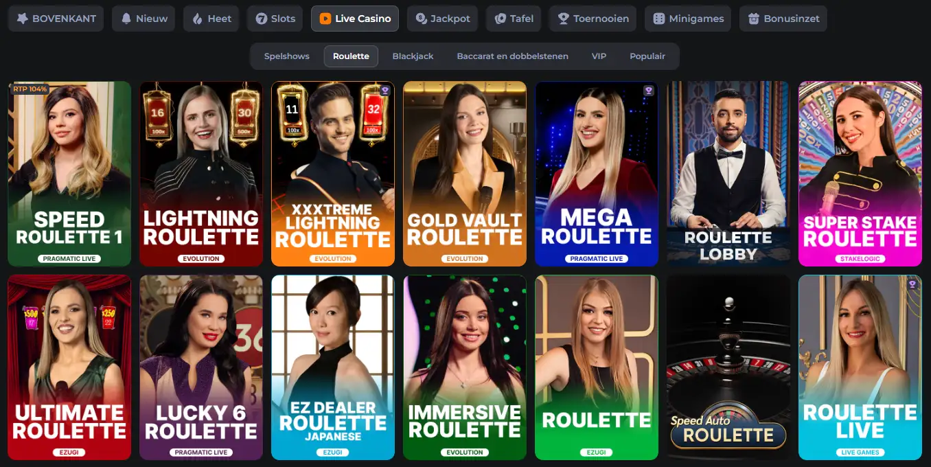 Live Casino van CosmicSlotz met roulette, live dealers en Evolution-spellen