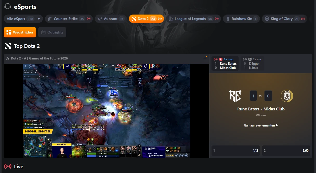 eSports-weddenschappen bij CosmicSlotz met Dota 2 en andere populaire games